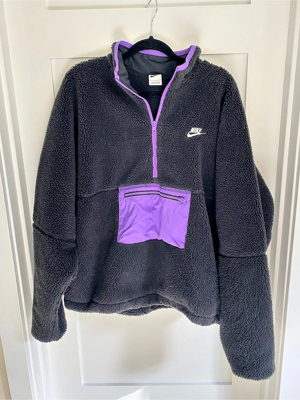 Nike Half-Zip Fleece Jacket Black & Purple Large